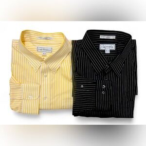 Paul Fredrick Yellow & White Striped and Black Striped Dress Shirts 👔
